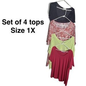 Set of 4 Women’s Size 1X tops- enough variety for every day of the week!